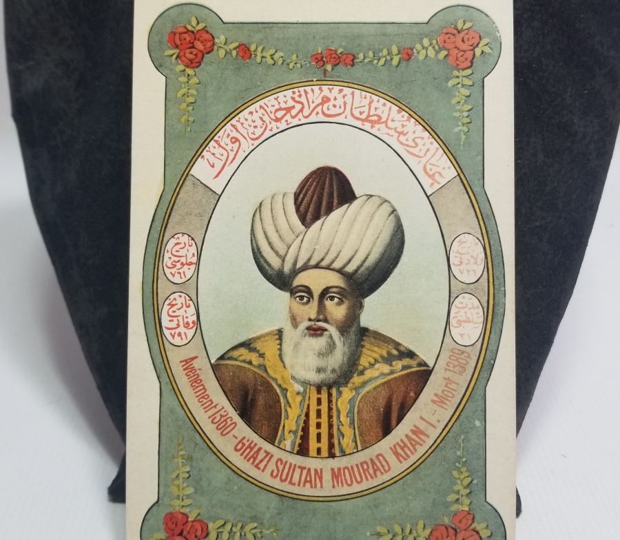 I. MURAD HAN GÖRSELLİ MAX FRUCHTERMANN EDİTÖRLÜĞÜNDE HAZIRLANMIŞ OSMANLI PADİŞAHLARI SERİSİNE AİT NADİR OSMANLI KARTPOSTAL