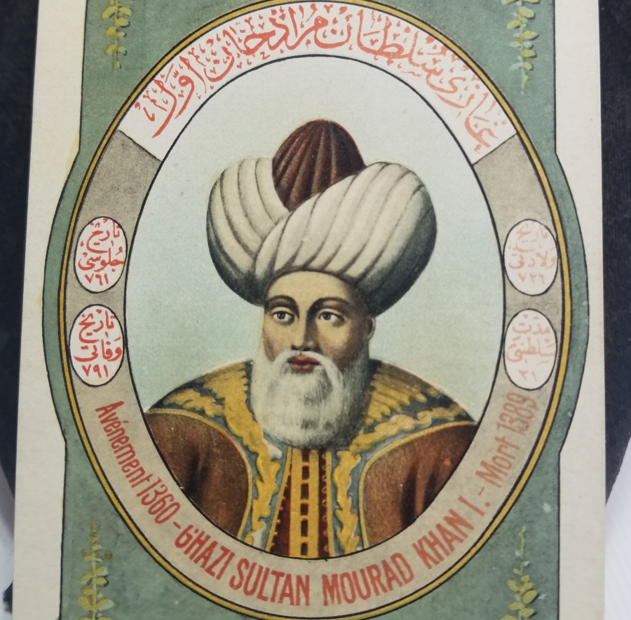 I. MURAD HAN GÖRSELLİ MAX FRUCHTERMANN EDİTÖRLÜĞÜNDE HAZIRLANMIŞ OSMANLI PADİŞAHLARI SERİSİNE AİT NADİR OSMANLI KARTPOSTAL