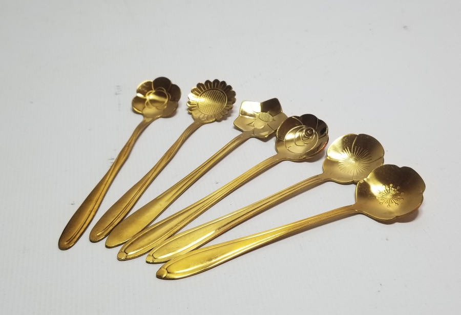ÜZERİ ALTIN KAPLAMA METAL TATLI KAŞIĞI TAKIMI