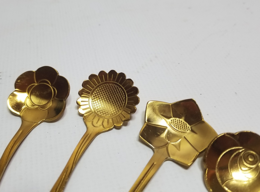 ÜZERİ ALTIN KAPLAMA METAL TATLI KAŞIĞI TAKIMI