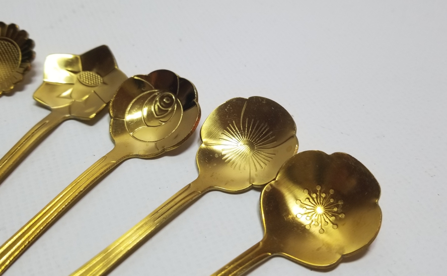 ÜZERİ ALTIN KAPLAMA METAL TATLI KAŞIĞI TAKIMI