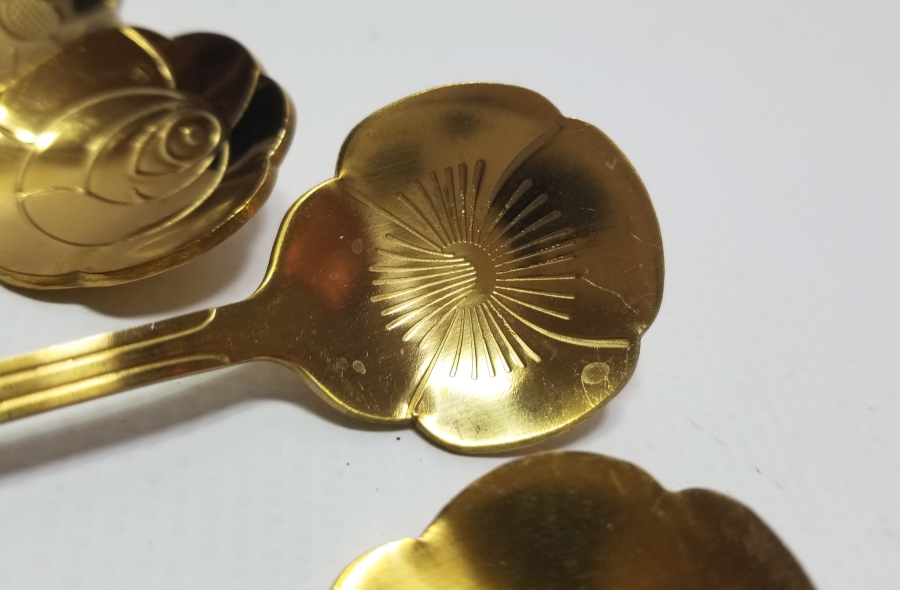 ÜZERİ ALTIN KAPLAMA METAL TATLI KAŞIĞI TAKIMI