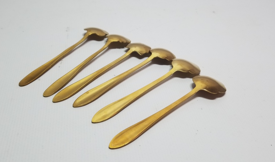 ÜZERİ ALTIN KAPLAMA METAL TATLI KAŞIĞI TAKIMI