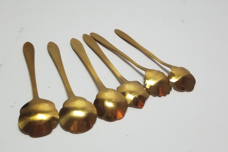 ÜZERİ ALTIN KAPLAMA METAL TATLI KAŞIĞI TAKIMI