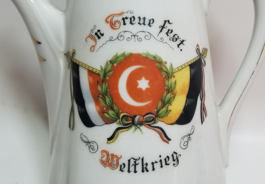 1. DÜNYA SAVAŞI DÖNEMİ NADİR TİPTE ÜÇLÜ İTTİFAK TEMALI PORSELEN SÜTLÜK