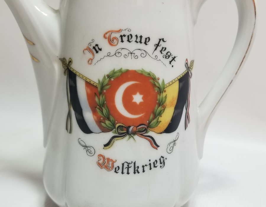 1. DÜNYA SAVAŞI DÖNEMİ NADİR TİPTE ÜÇLÜ İTTİFAK TEMALI PORSELEN SÜTLÜK