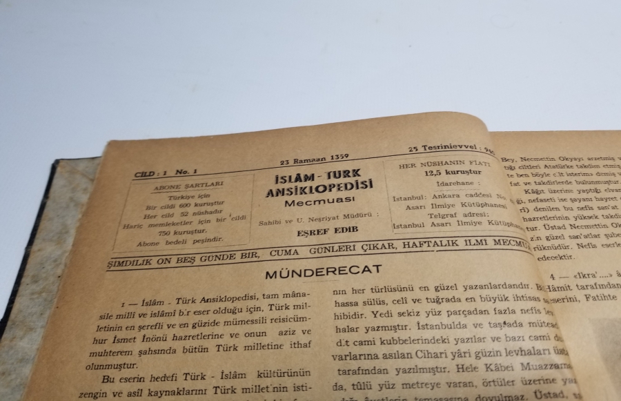 1940 TARİHLİ TÜRK-İSLAM ANSİKLOPEDİSİ